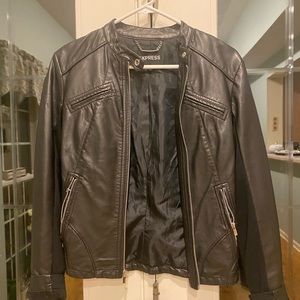Vegan black leather coat